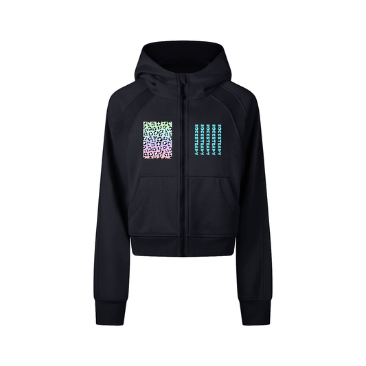 ROCKSTEADY "Leopard Aura" StreetLUXE Cropped Hoodie Full Zip