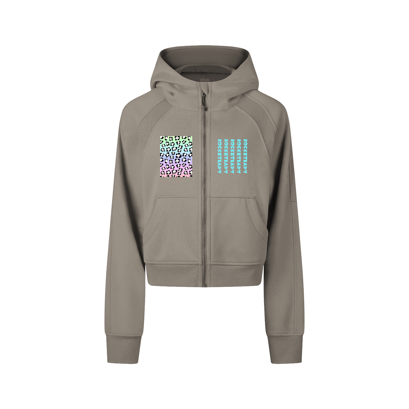 ROCKSTEADY "Leopard Aura" StreetLUXE Cropped Hoodie Full Zip