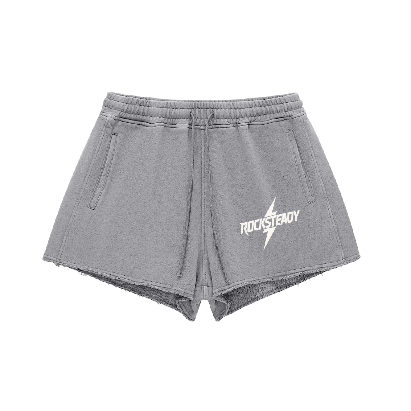 Snow Washed Raw Edge Drawstring Shorts