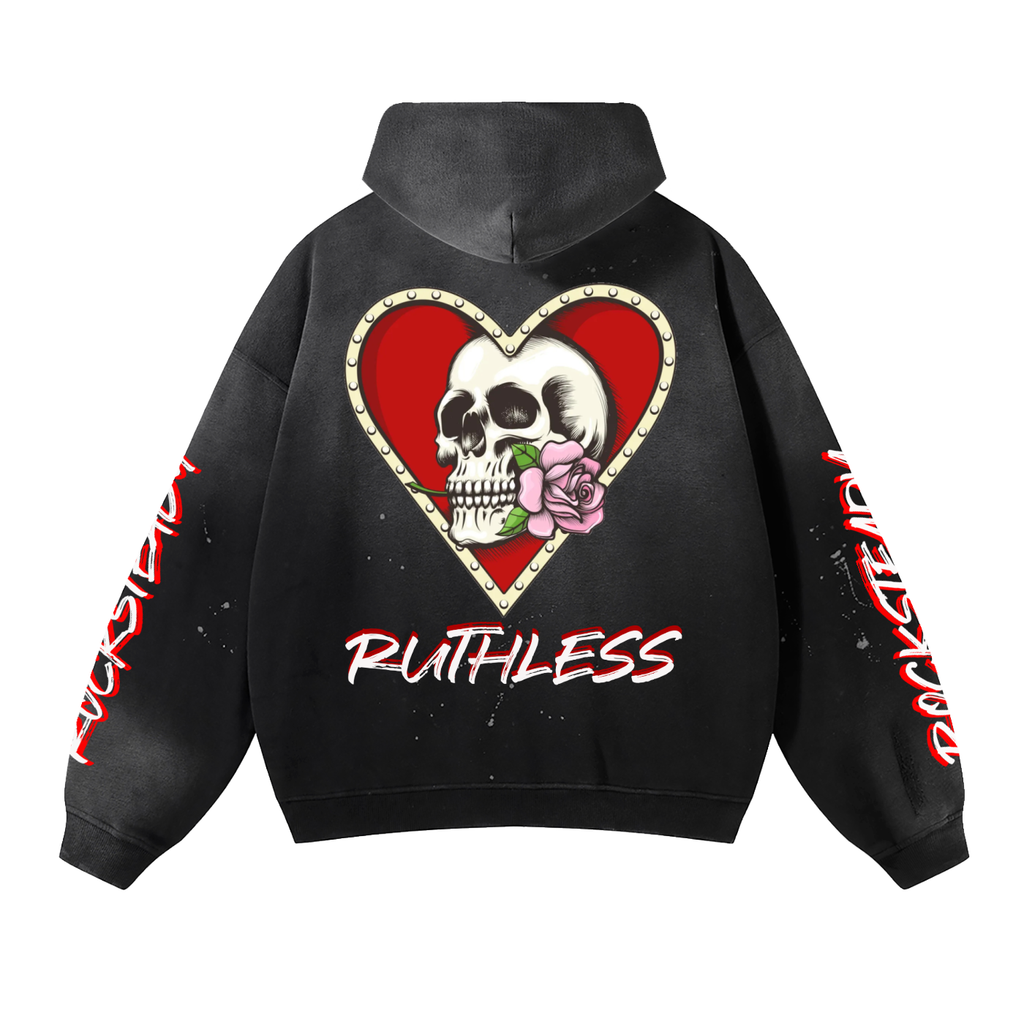 Vintage Washed Frayed Fleece Hoodie