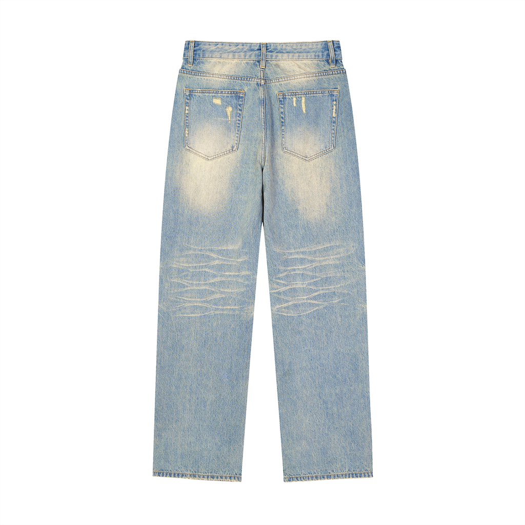 rocksteady,premium denim,faded,distressed,raw hem