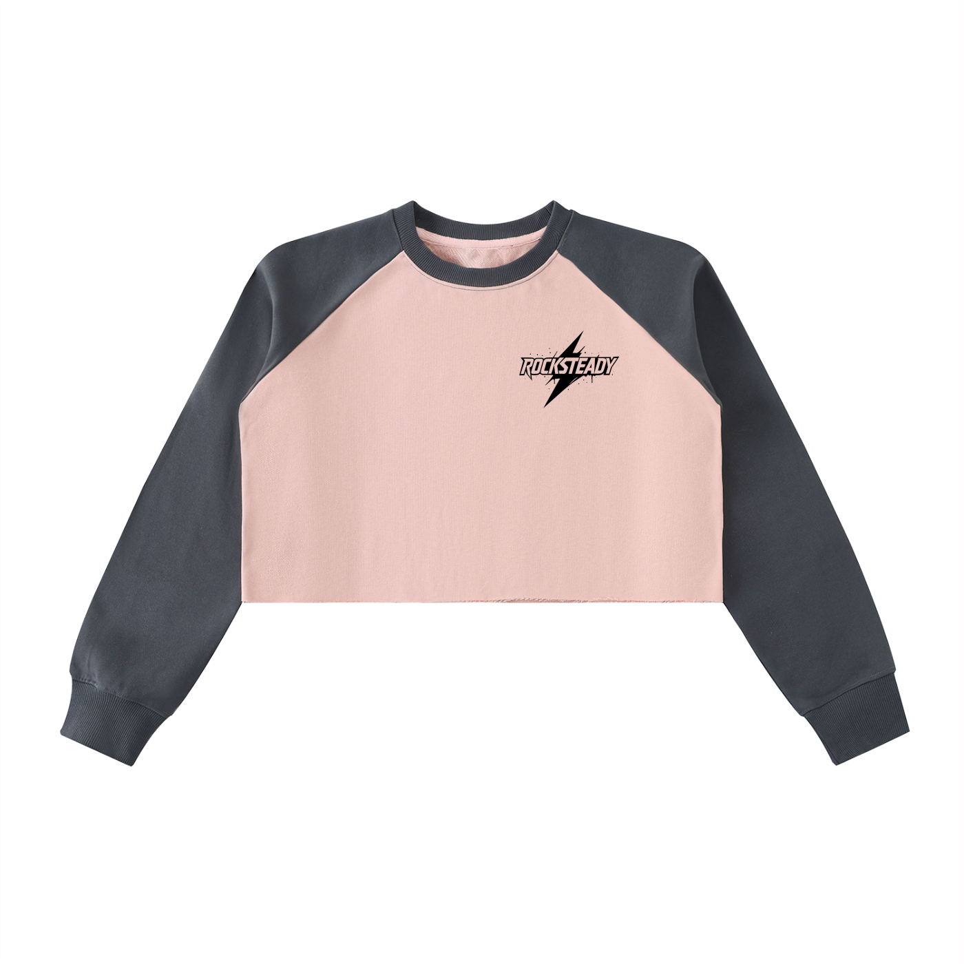 Raw-Hem Color-Block Raglan Crop Sweatshirt