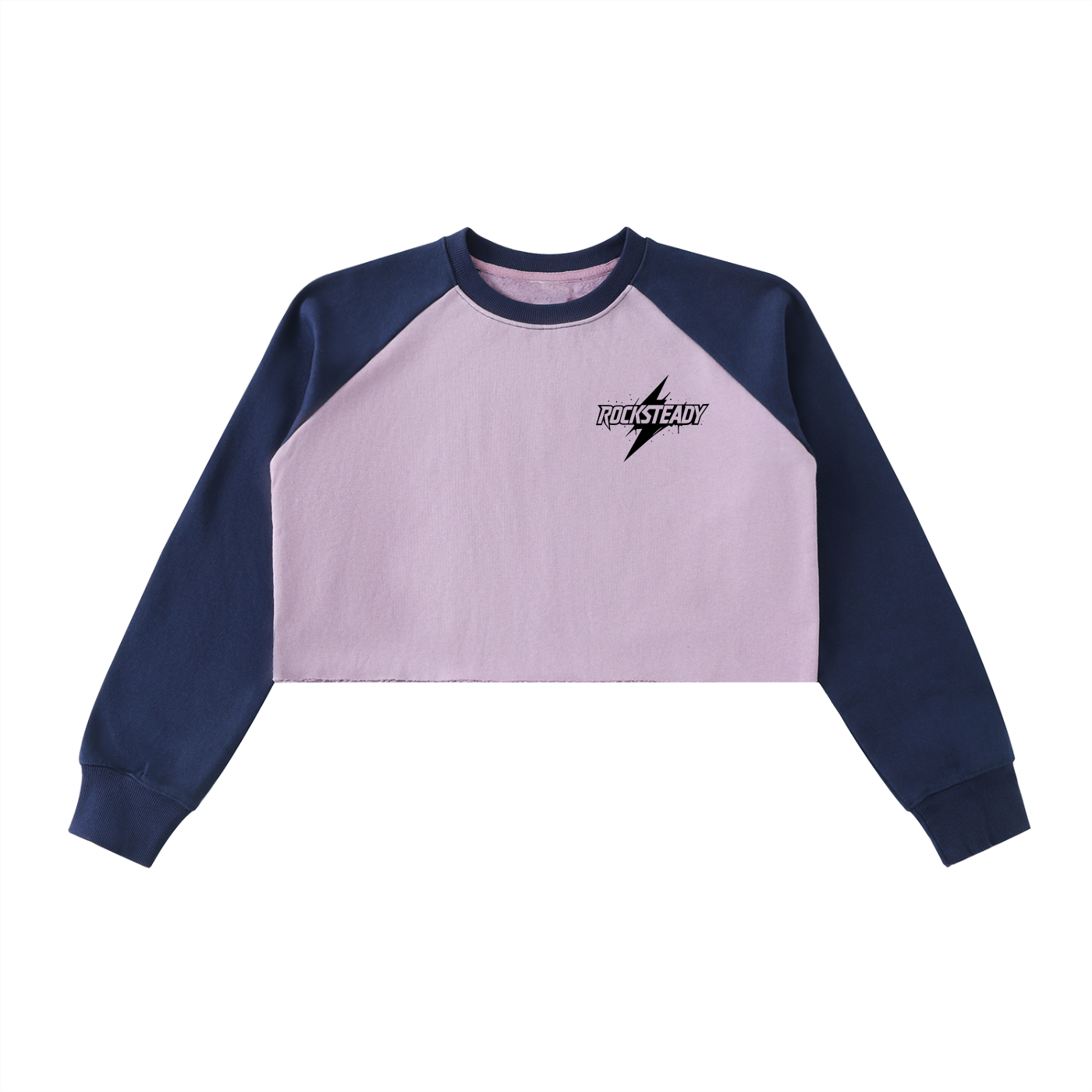 Raw-Hem Color-Block Raglan Crop Sweatshirt