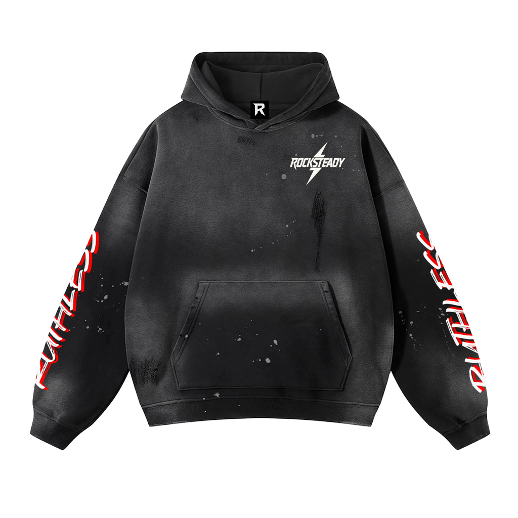 Vintage Washed Frayed Fleece Hoodie