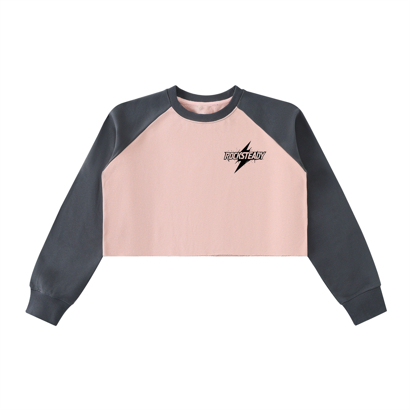Raw-Hem Color-Block Raglan Crop Sweatshirt