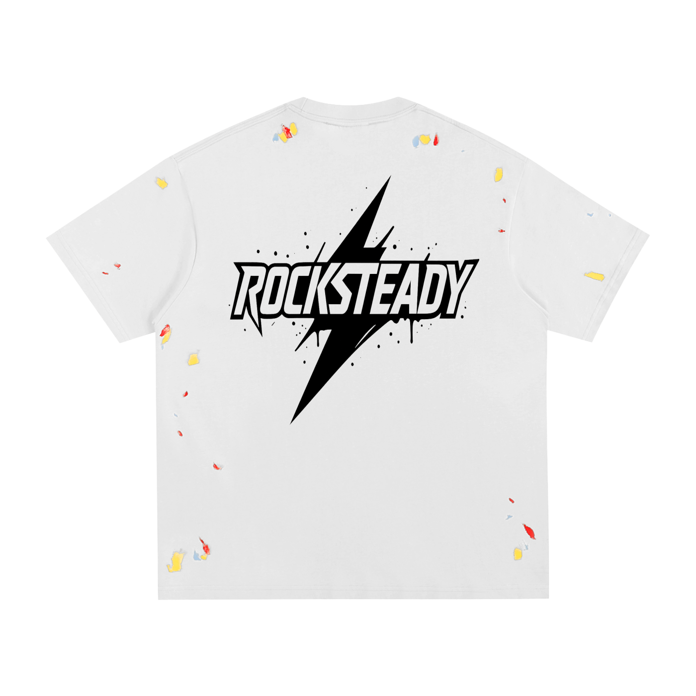 rocksteady,streetluxe,mens tshirt,paint splatter