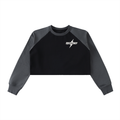 Raw-Hem Color-Block Raglan Crop Sweatshirt