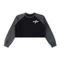 Raw-Hem Color-Block Raglan Crop Sweatshirt