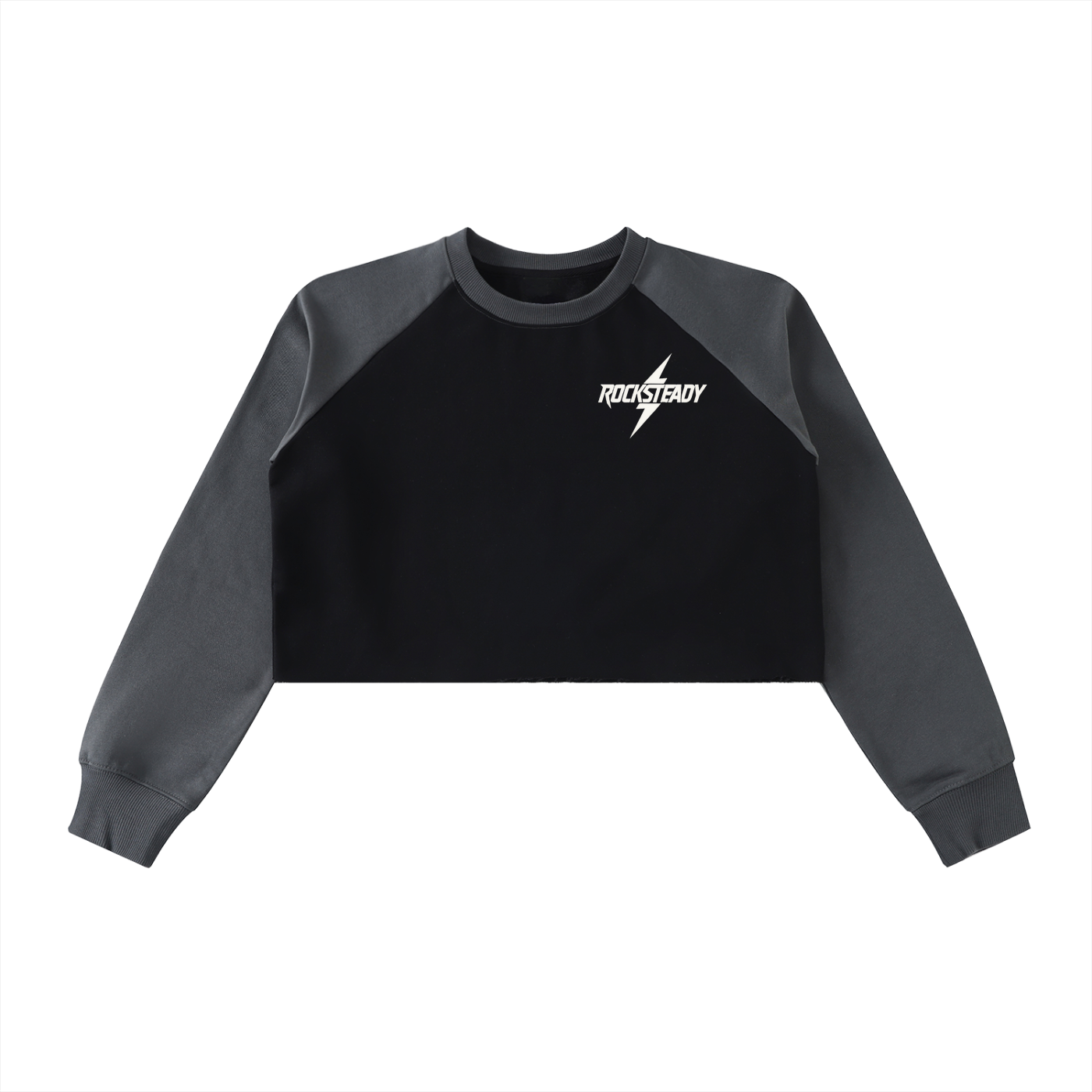 Raw-Hem Color-Block Raglan Crop Sweatshirt