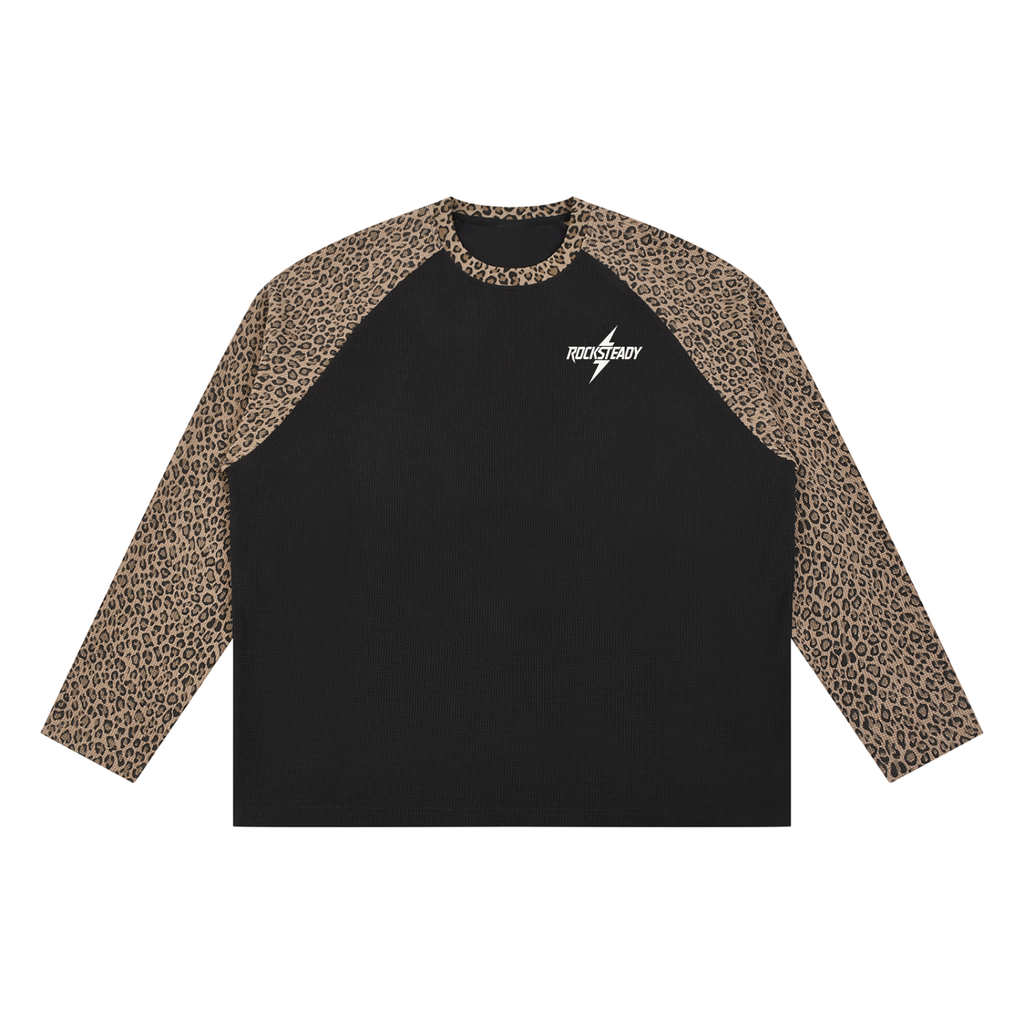Unisex Leopard Panel Raglan Sleeve T-Shirt