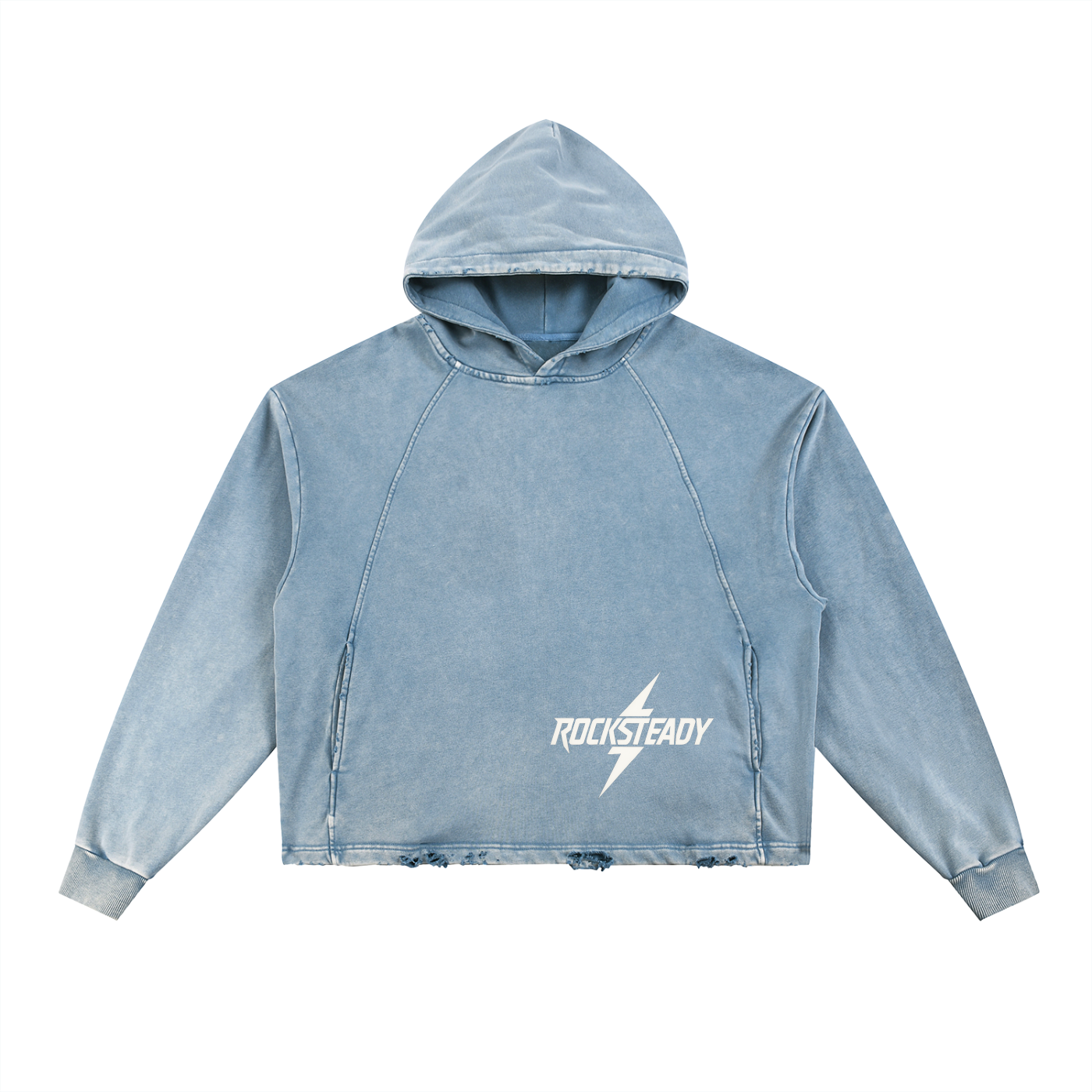Vintage Washed Frayed-Hem Hoodie