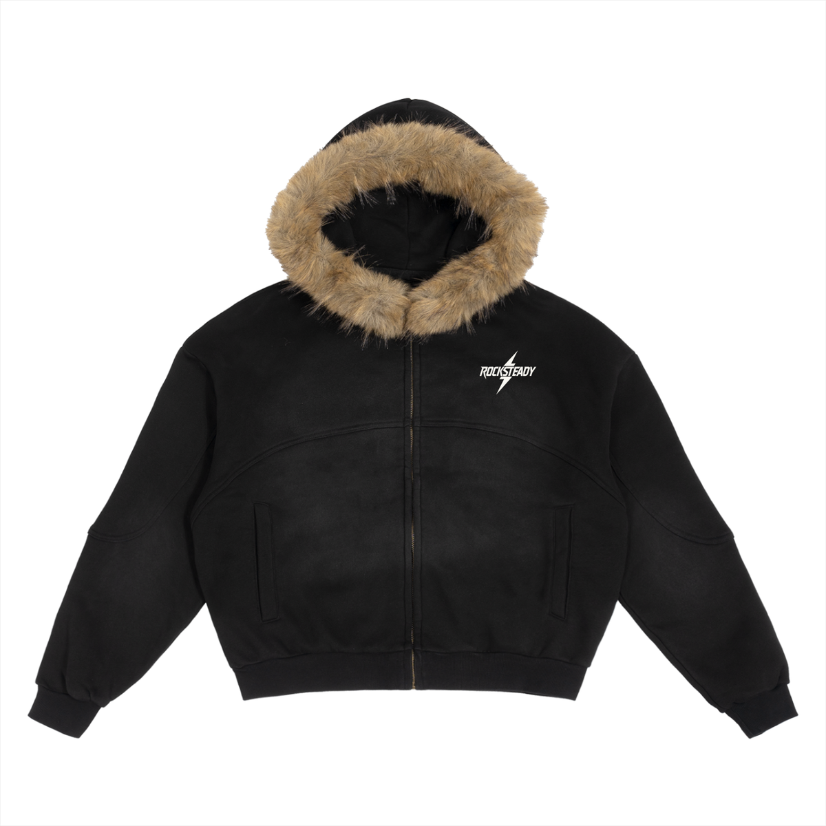 Rocksteady,Mens,SunFade,Boxy,Detachable,Fur,Hoodie