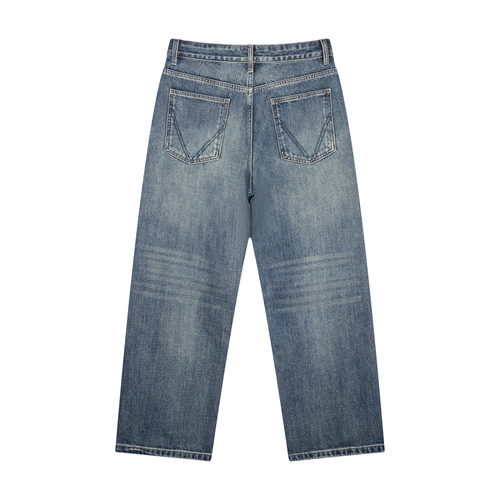 Men's Vintage Wash Straight Leg Denim Jeans