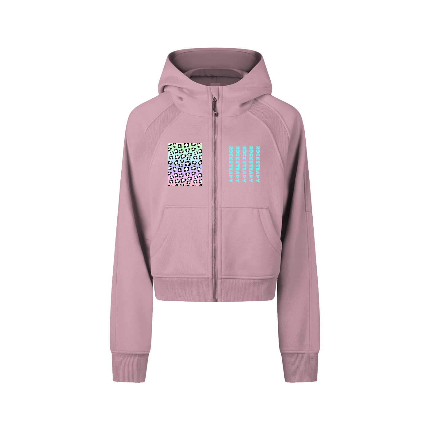 ROCKSTEADY "Leopard Aura" StreetLUXE Cropped Hoodie Full Zip
