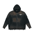 Unisex Distressed Full Zip Sweater