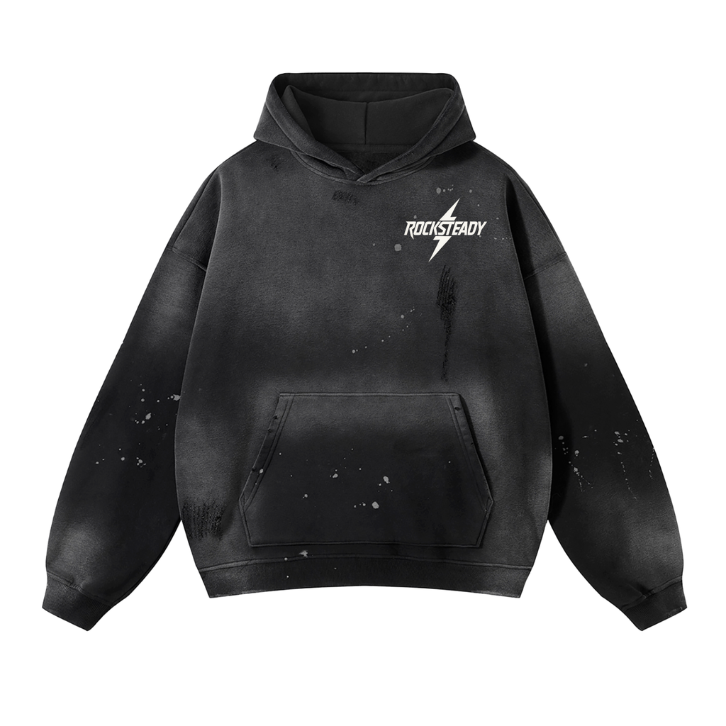 Vintage Washed Frayed Fleece Hoodie