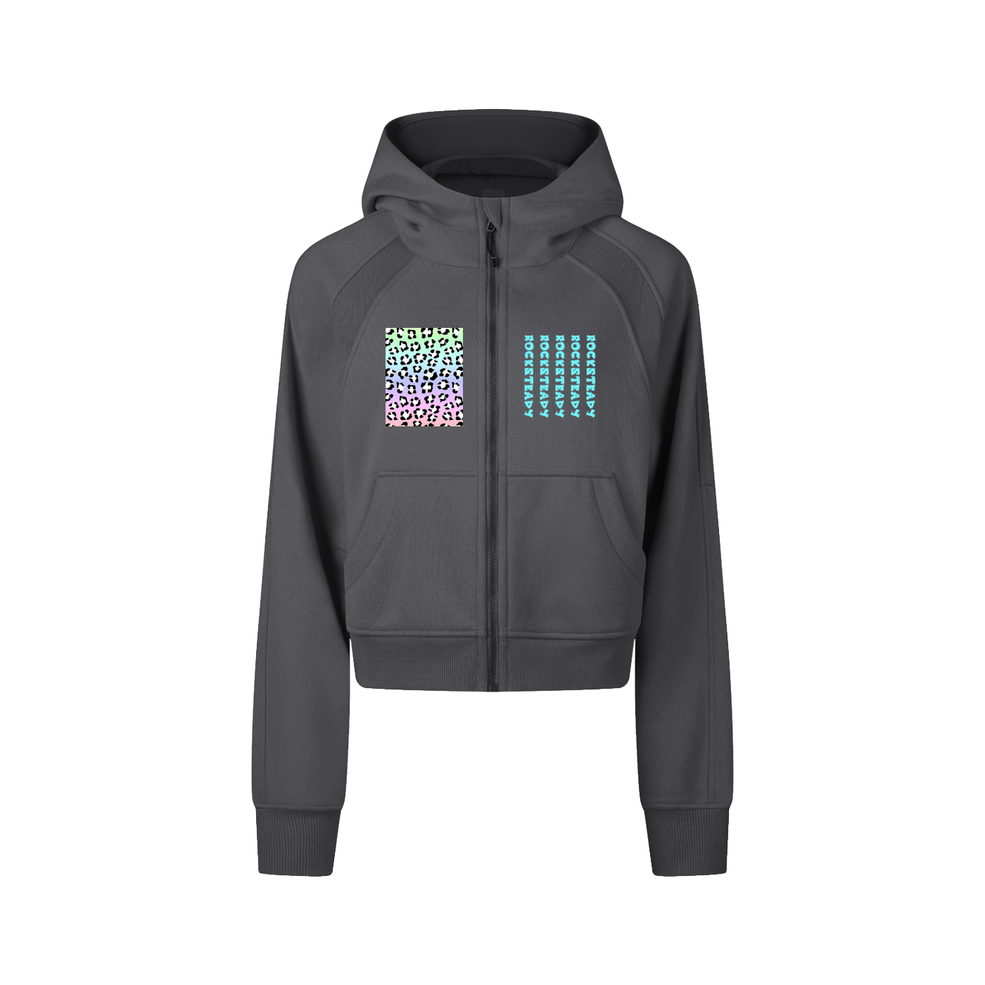 ROCKSTEADY "Leopard Aura" StreetLUXE Cropped Hoodie Full Zip