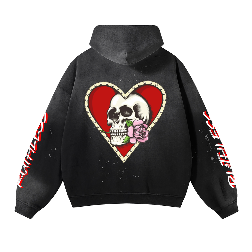 Vintage Washed Frayed Fleece Hoodie