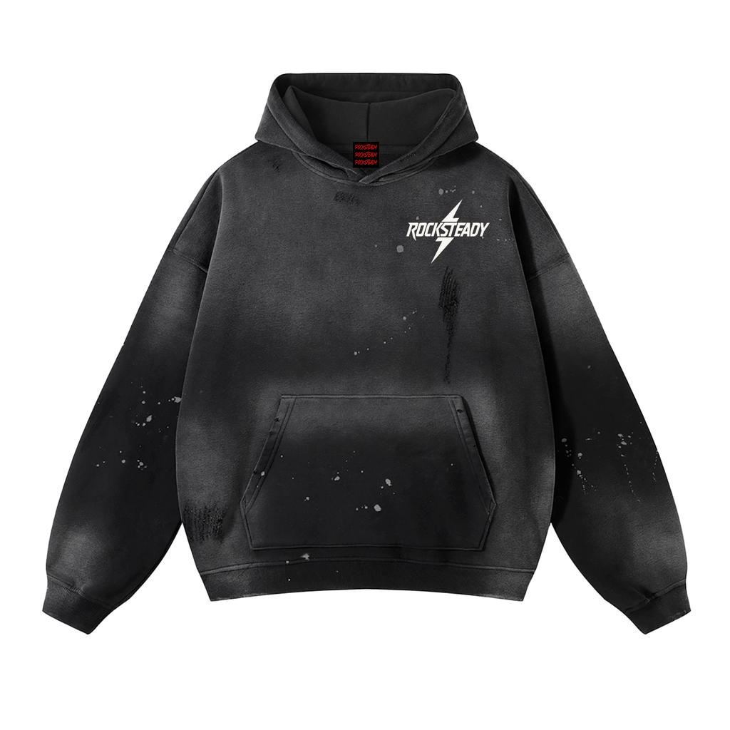 Vintage Washed Frayed Fleece Hoodie