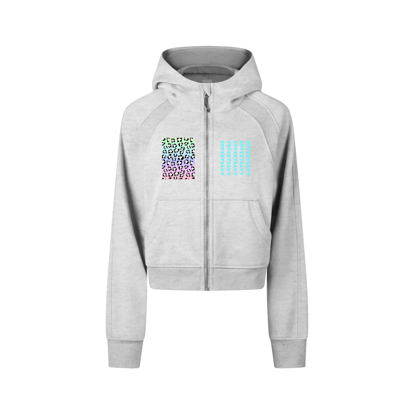 ROCKSTEADY "Leopard Aura" StreetLUXE Cropped Hoodie Full Zip