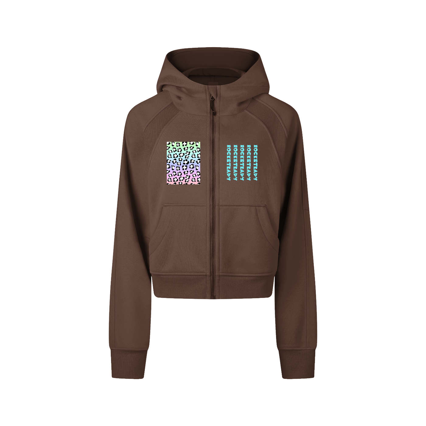 ROCKSTEADY "Leopard Aura" StreetLUXE Cropped Hoodie Full Zip