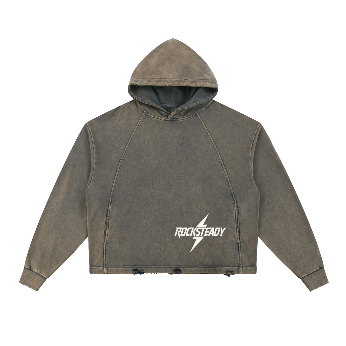 Vintage Washed Frayed-Hem Hoodie