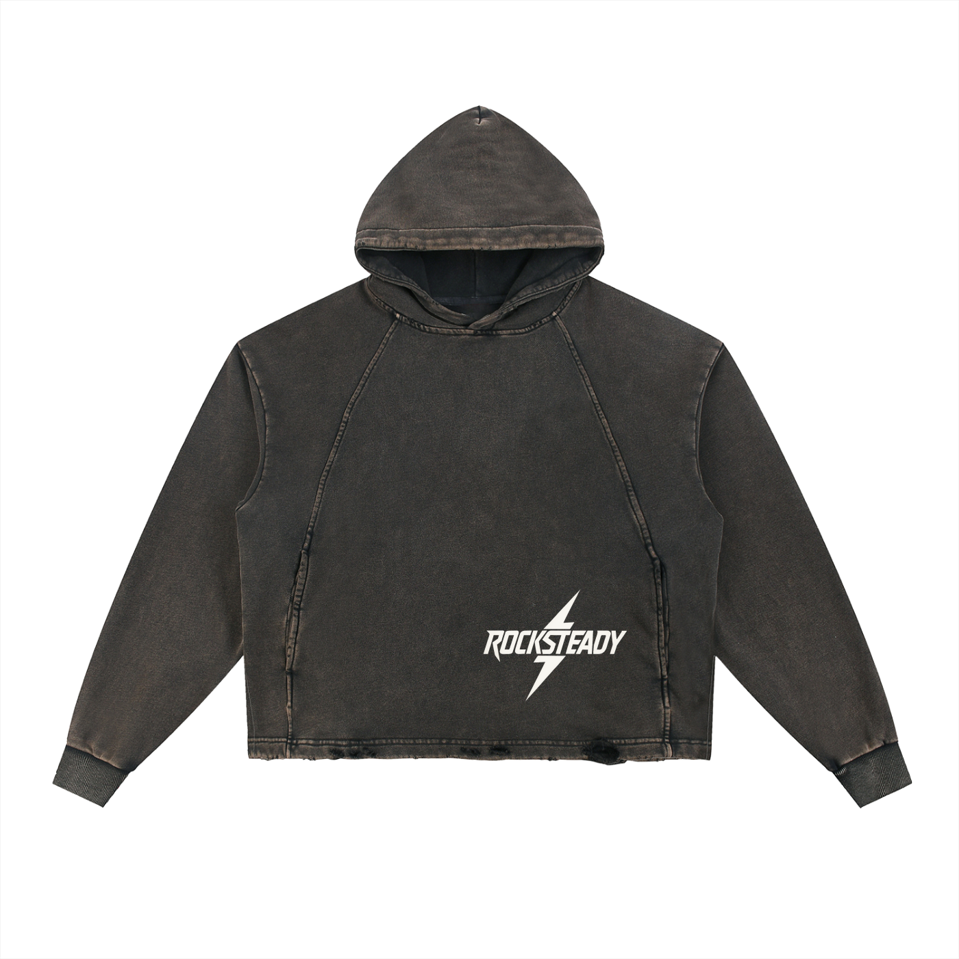 Vintage Washed Frayed-Hem Hoodie