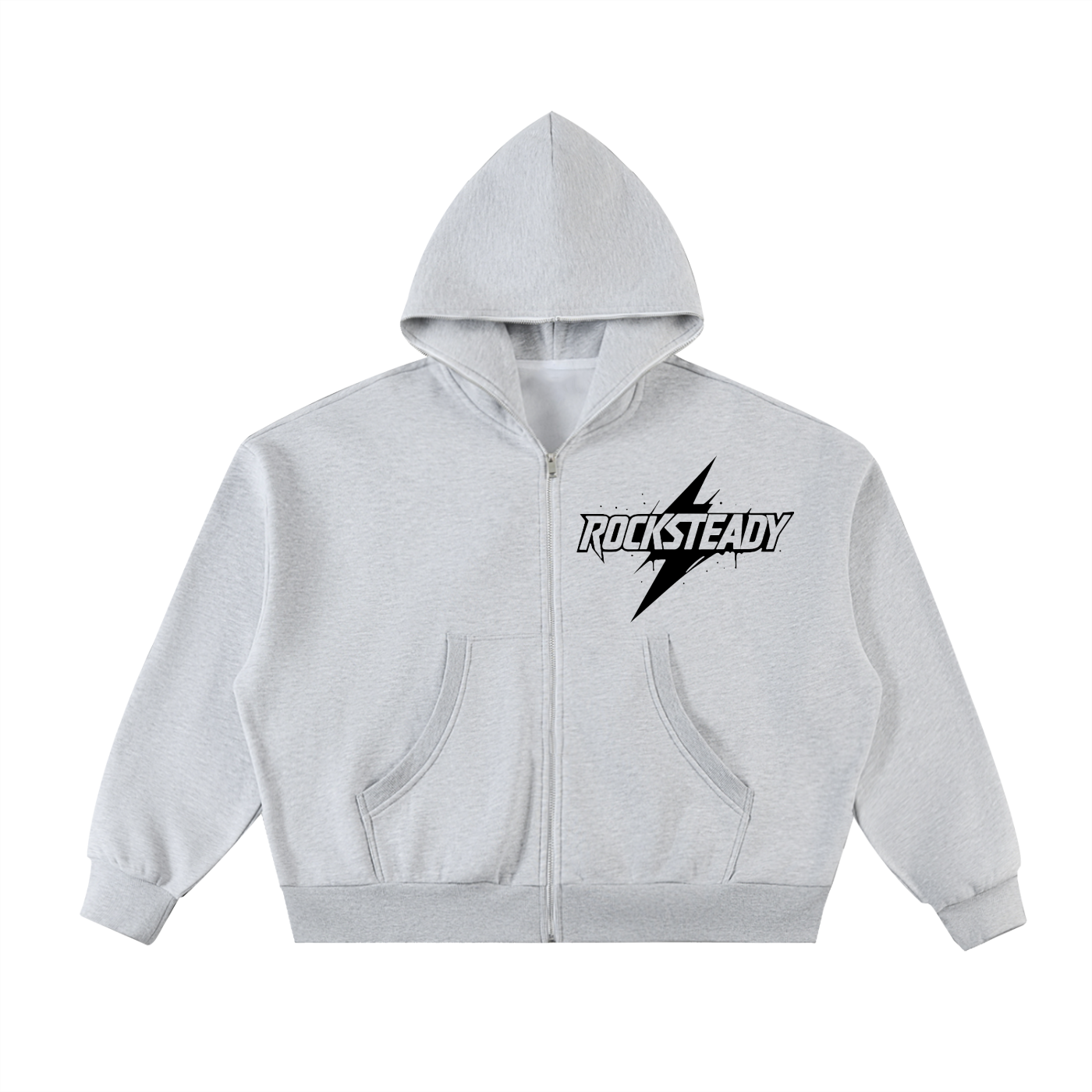 Fleeced Full-Zip Boxy Hoodie