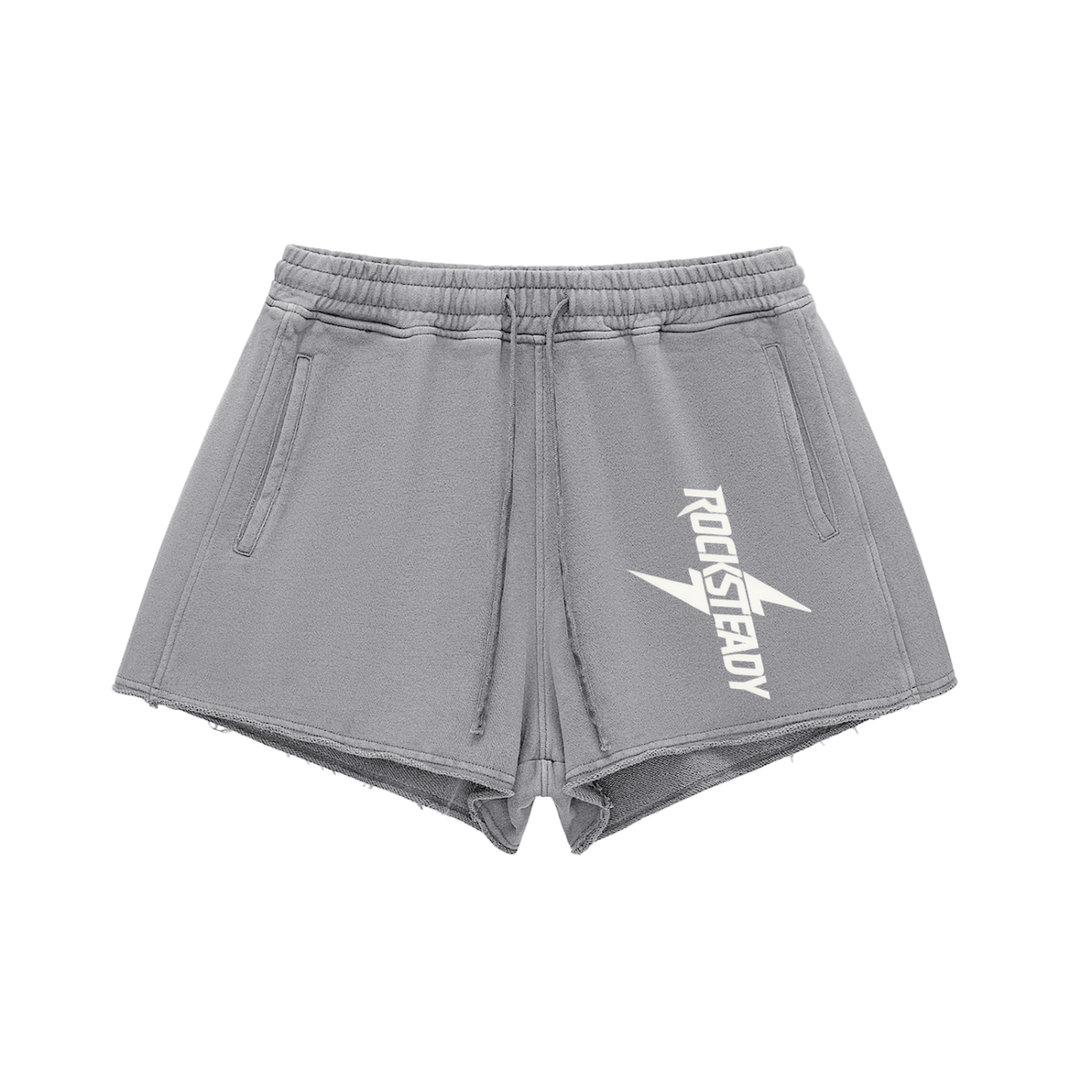 Snow Washed Raw Edge Drawstring Shorts