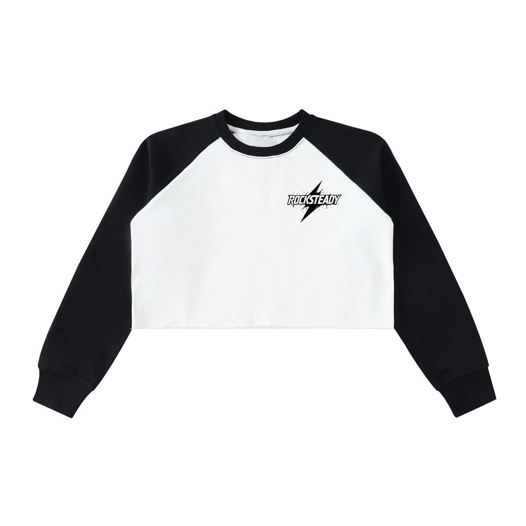 Raw-Hem Color-Block Raglan Crop Sweatshirt
