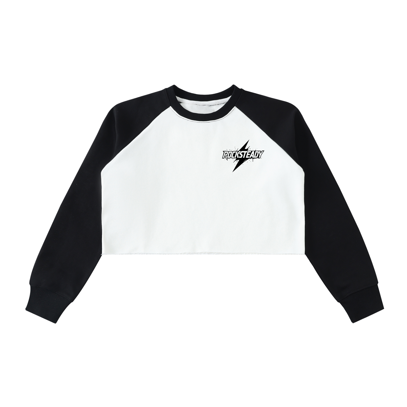 Raw-Hem Color-Block Raglan Crop Sweatshirt