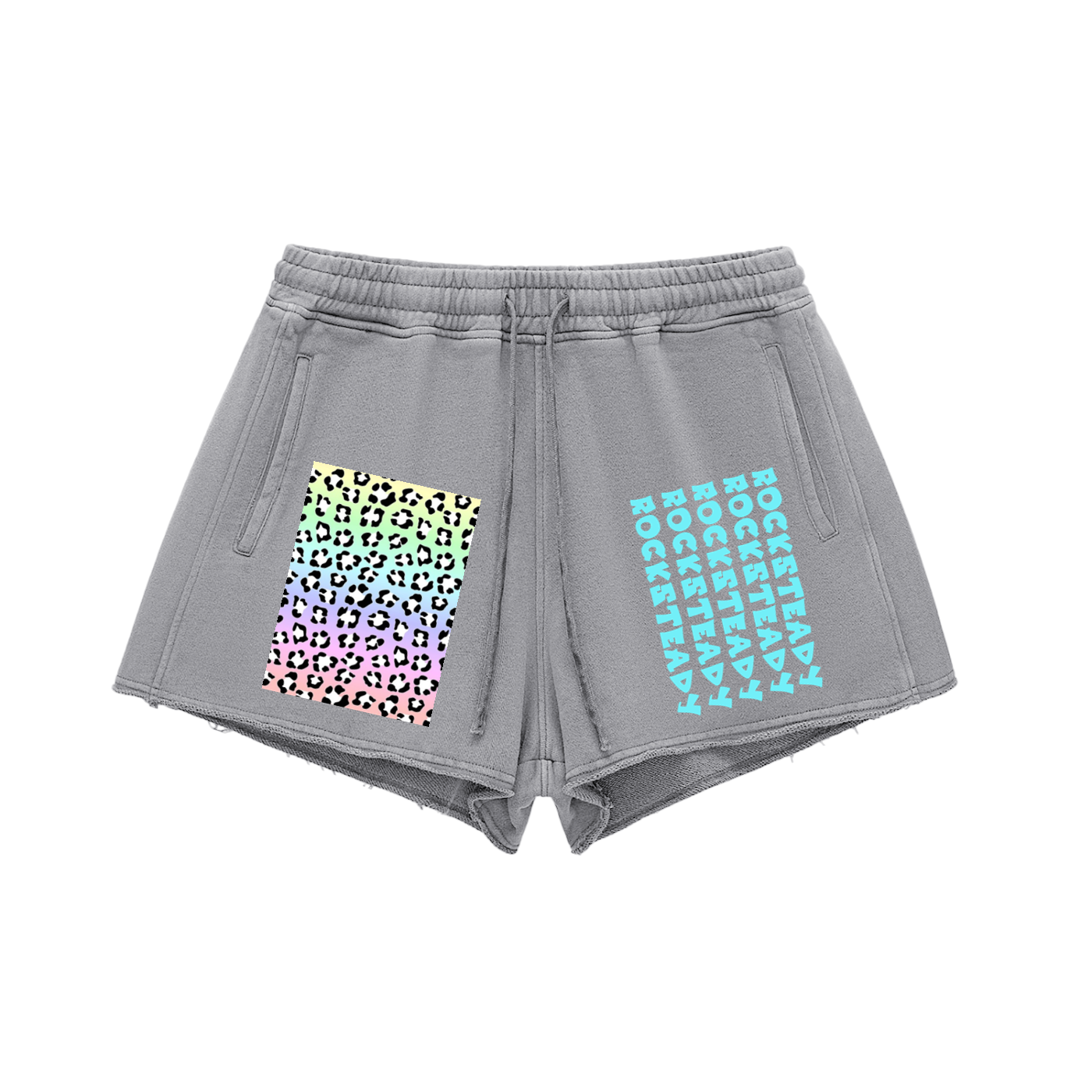 Rocksteady,StreetLUXE,womenswear,cutoff shorts,snow washed,raw edge,leopard graphic