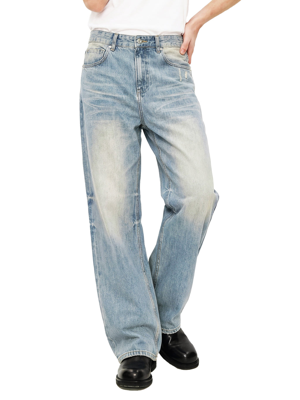 rocksteady,premium denim,faded,distressed,raw hem