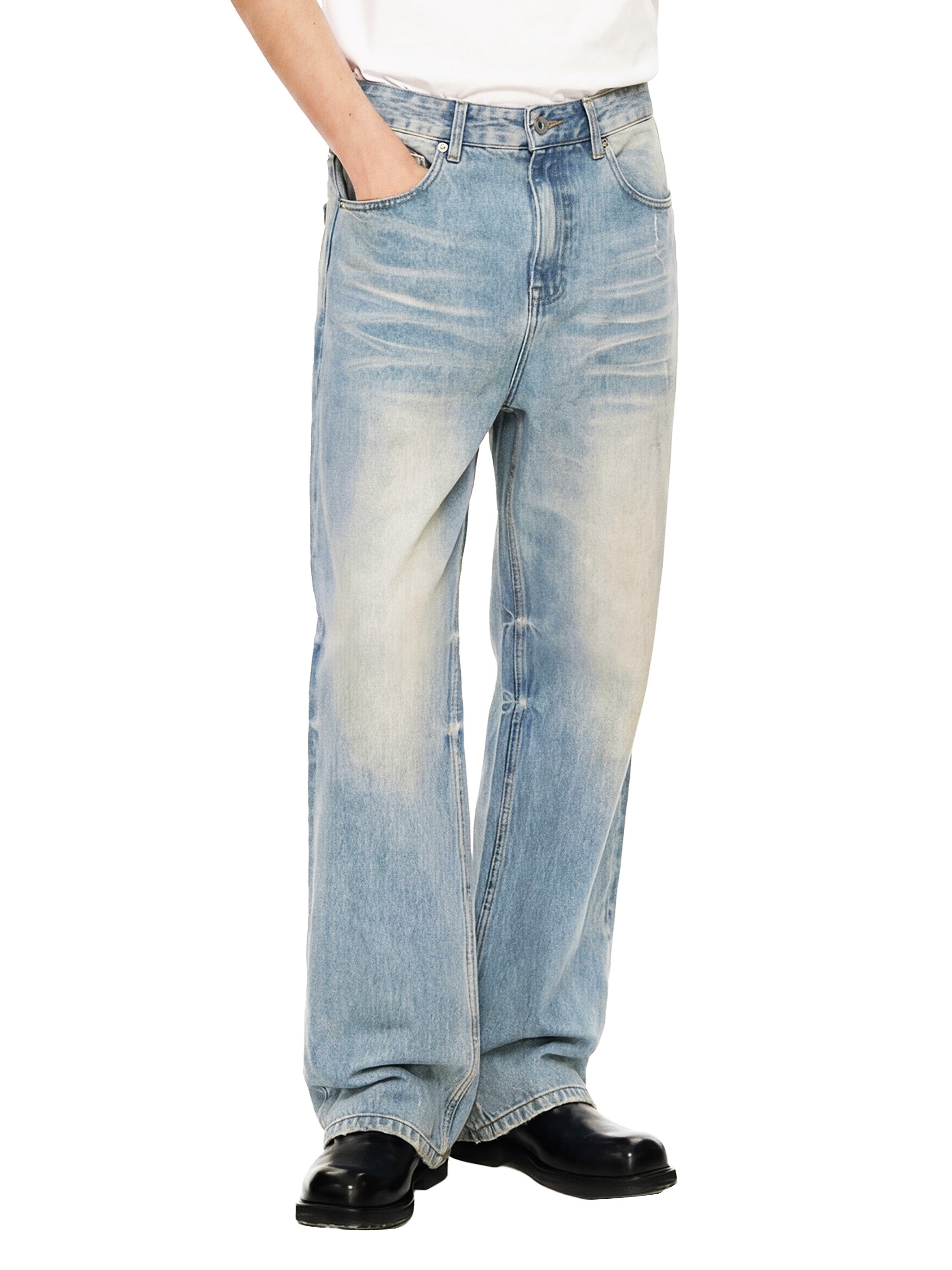 rocksteady,premium denim,faded,distressed,raw hem