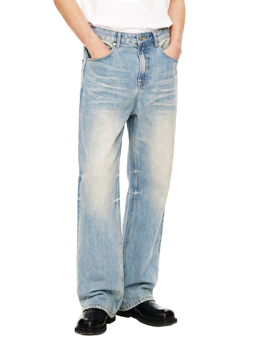 rocksteady,premium denim,faded,distressed,raw hem