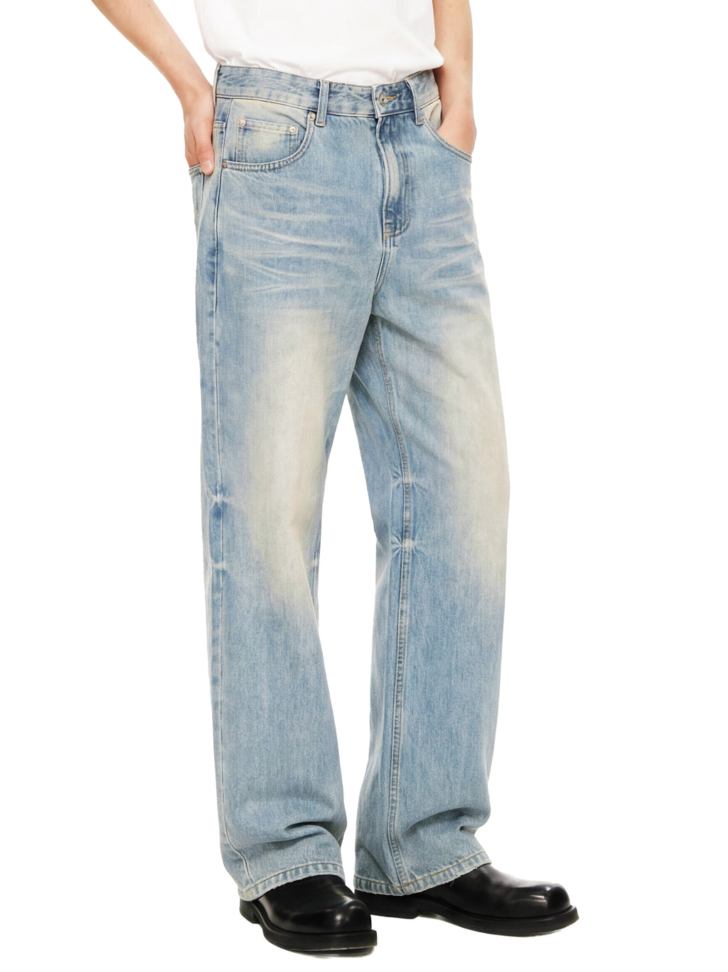 rocksteady,premium denim,faded,distressed,raw hem